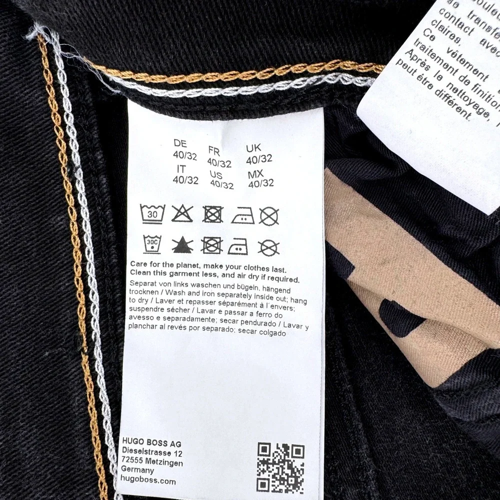 Hugo Boss Delaware Slim Fit Jeans Mens 40x32‎ Black Stretch Denim Pants